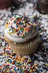 Carmel and Sprinkle Cupcakes