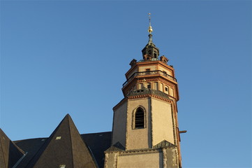 Fototapeta na wymiar Leipziger Altstadt - Kirchenturm, St. Nikolaikirche