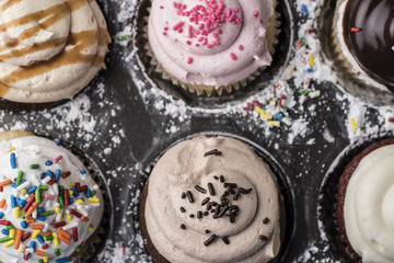 Carmel and Sprinkle Cupcakes