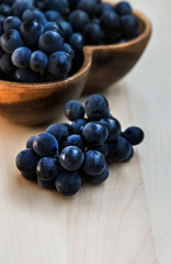 Grapes in a heart shape wooden plate