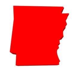 Arkansas AR Red 3d USA State Map