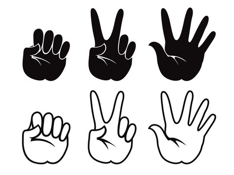 Set of Vector Human Hand, icons, signals and signs.