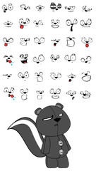 chibi skunk plush toy cartoon expressions set in vector format 