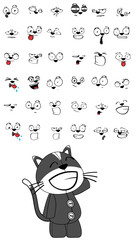 Fluffy cat plush cartoon expressions set in vector format 