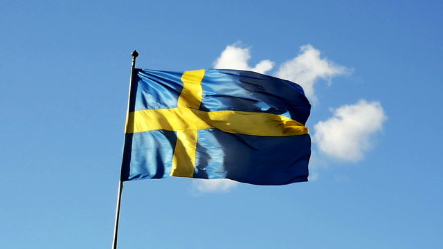 Rapidly moving swedish flag slow motion 1024