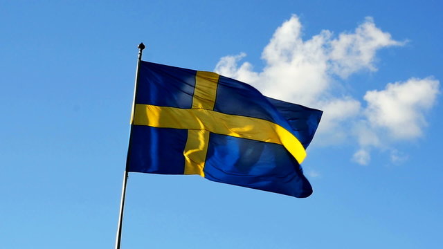 Swedish Flag in slow motion on a sunny day 1027