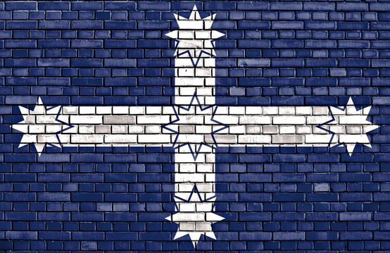 flag of Eureka painted on brick wall