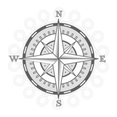 vector nautical label. vintage compass, icon and design element.