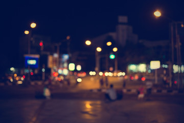 Fototapeta na wymiar City night light blur bokeh , bokeh background - vintage effect