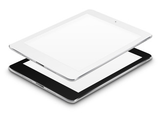 Realistic tablet computers with blank screens.