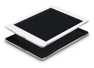Realistic tablet computers with black screen.