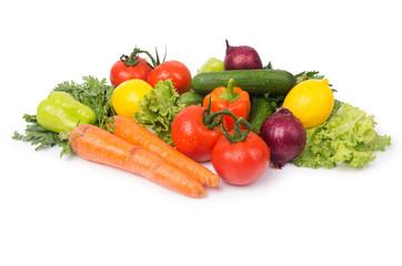 Assorted vegetables isolated on the white