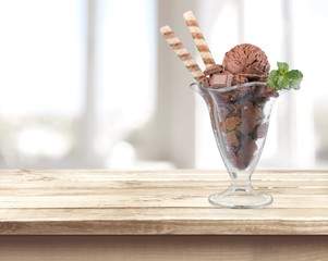 Ice, cream, glass.