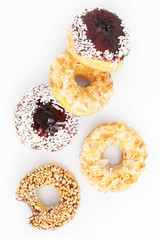 Studio shoot of donuts on white background