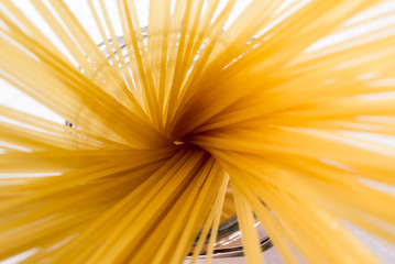 top view spaghetti in glass