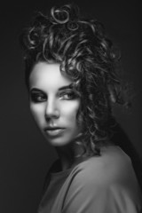 Beauty Portrait.  Black and white picture.