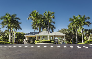Guard entrance to gated community in South Florida