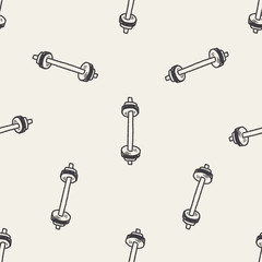 dumbbell fitness doodle seamless pattern background