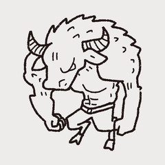 Fototapeta na wymiar bull monster doodle