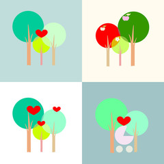  Wheel-chair newborn and family  trees with heart,  family trees with apple