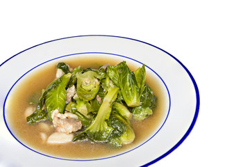 Fried lettuce with pork