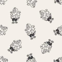 monster doodle seamless pattern background