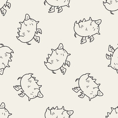 flying pig doodle seamless pattern background