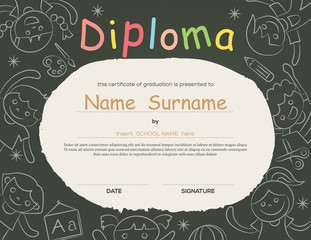 Preschool Elementary school Kids Diploma certificate background