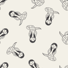 Medusa doodle seamless pattern background
