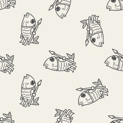 monster doodle seamless pattern background