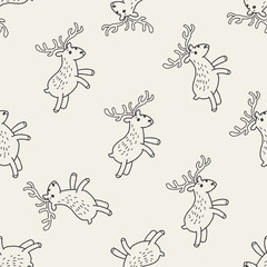deer doodle seamless pattern background