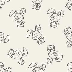 rabbit doodle seamless pattern background