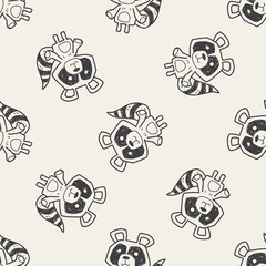 raccoon doodle seamless pattern background