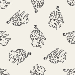 leopard doodle seamless pattern background