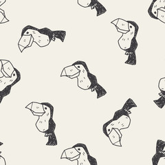 toucan doodle seamless pattern background