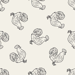 chicken doodle seamless pattern background