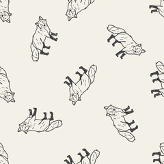 fox doodle seamless pattern background