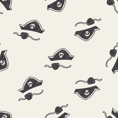 pirate hat and mask doodle seamless pattern background