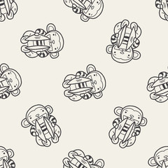 monkey toy doodle seamless pattern background