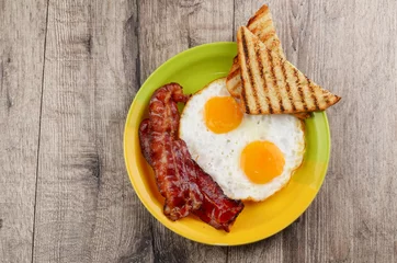 Washable wall murals Fried eggs Fried eggs with bacon