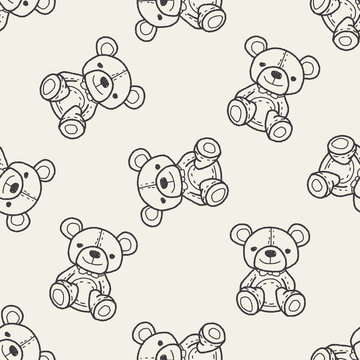 bear doodle seamless pattern background