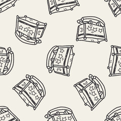 baby bed doodle seamless pattern background