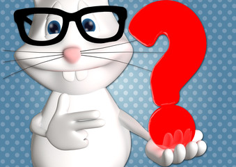 Hase Frage Fragezeichen FAQ 3D weiß zeigen Comic