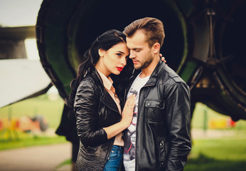 Naklejka premium fashion portrait of young sensual couple spring