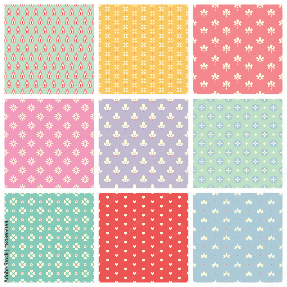 Aufkleber set of seamless patterns