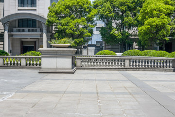 Empty floor near old style building