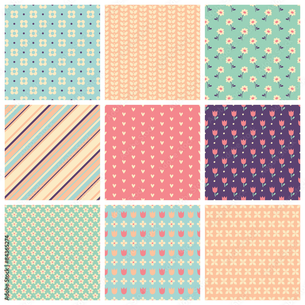 Poster set of seamless patterns