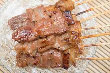 roasted pork skewers Thai style food