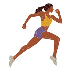 Fototapeta na wymiar grunge woman runs, vector illustration