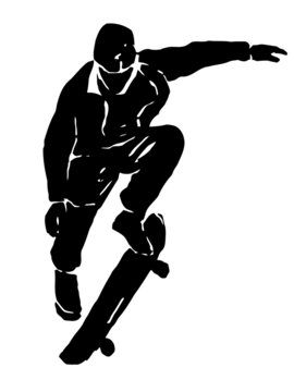 grunge skateboarder jumping, vector illustration